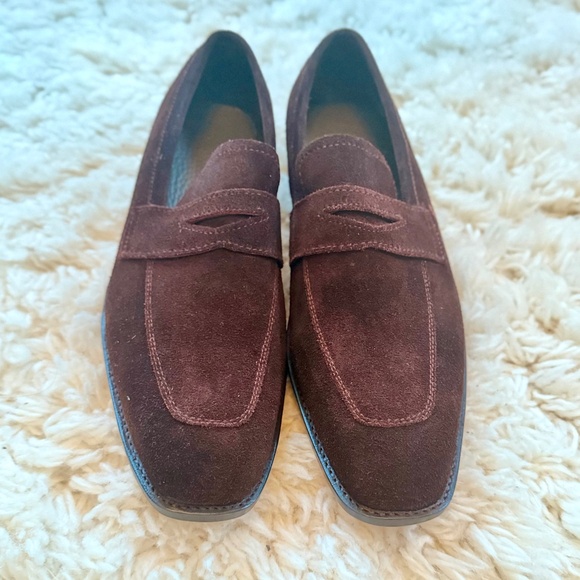 Brown suede loafers